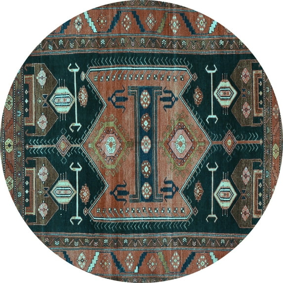 Ahgly Company Indoor Round Persian Light Blue Traditional Area Rugs, 7' Round