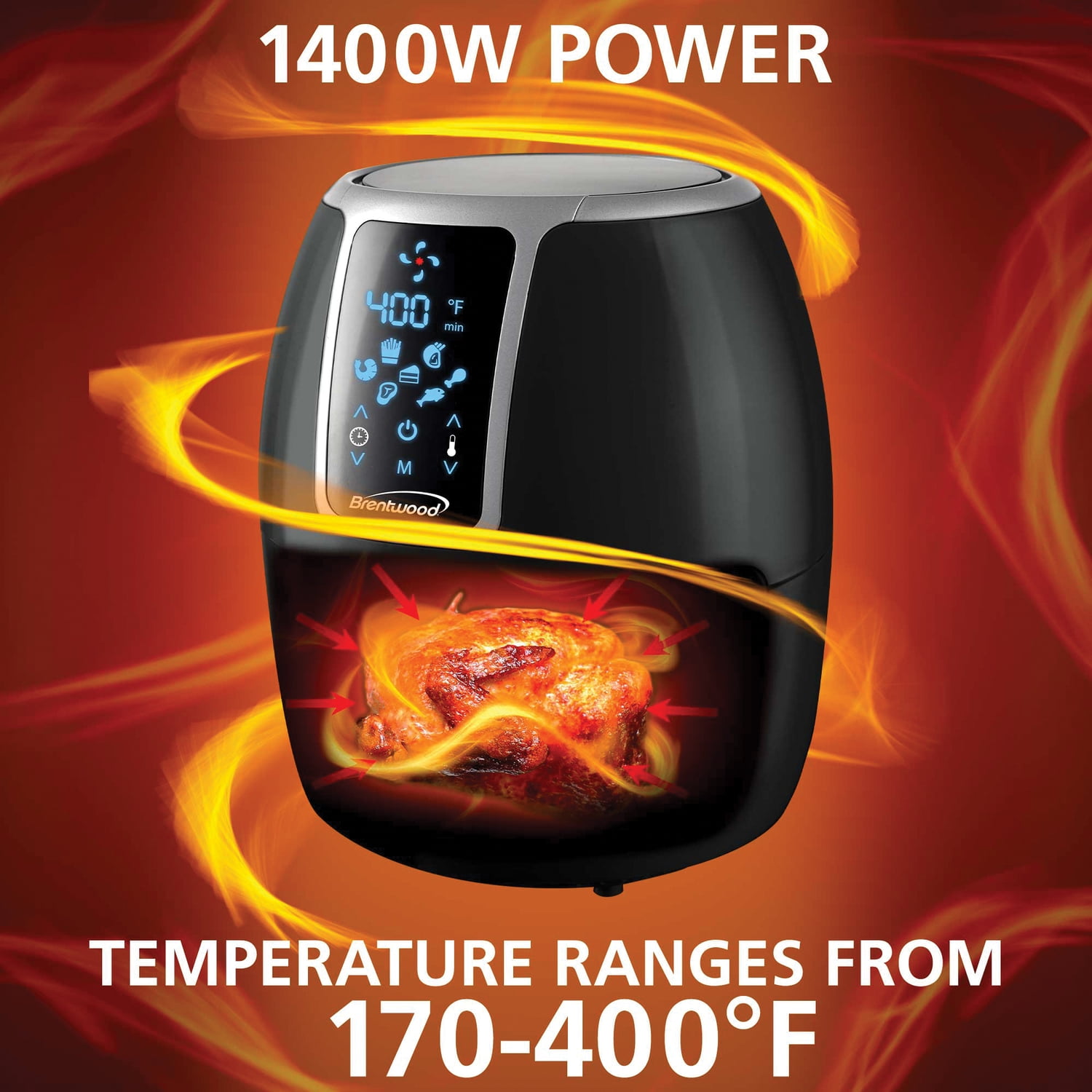 Brentwood 4 qt Electric Digital Air Fryer, Black