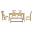 thumbnail image 6 of 6 Piece Dining Table Set, Atumon Dining Room Set with Bench and 4 Cushioned Chairs, Wood Dining Set, Farmhouse Dining Table Set for 6, Dining Table Set Furniture for Kitchen Dining Room, Natural, 6 of 10