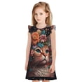 thumbnail image 1 of Balery Flower Crown Cat Camisón de princesa para niñas, pijama de algodón con mangas abullonadas, suave y bonito.-X-Large, 1 of 6