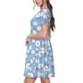 thumbnail image 2 of Naloa Daisies Flowers Print Womens Summer A-Line Dress with Pockets,Short Sleeve Dresses,Flowy Beach Swing Dress for Vacation Travel, 2 of 6