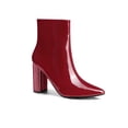 thumbnail image 1 of Unique Bargains Women's Pointed Toe Zip Chunky Heels Ankle Boots Red (Size 10), 1 of 6