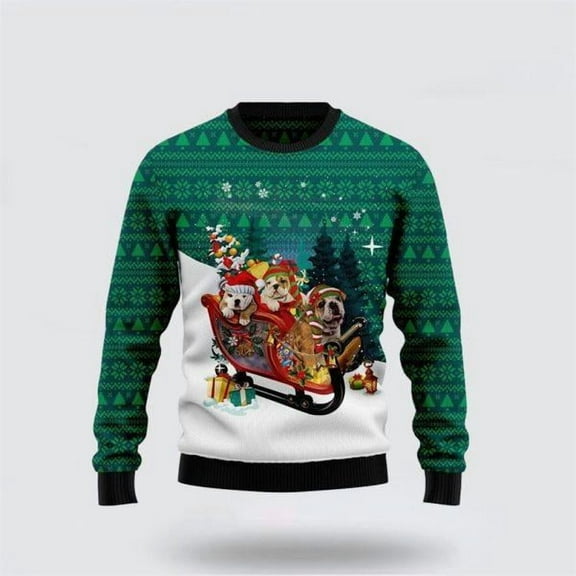 Bulldog Sleigh Christmas Sweater – Pet Lover Christmas Sweater