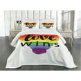thumbnail image 3 of Ambesonne Inspirational Quilted Bedspread Set 3 Pcs, Gay Parade Slogan, Queen Size, Multicolor, 3 of 5