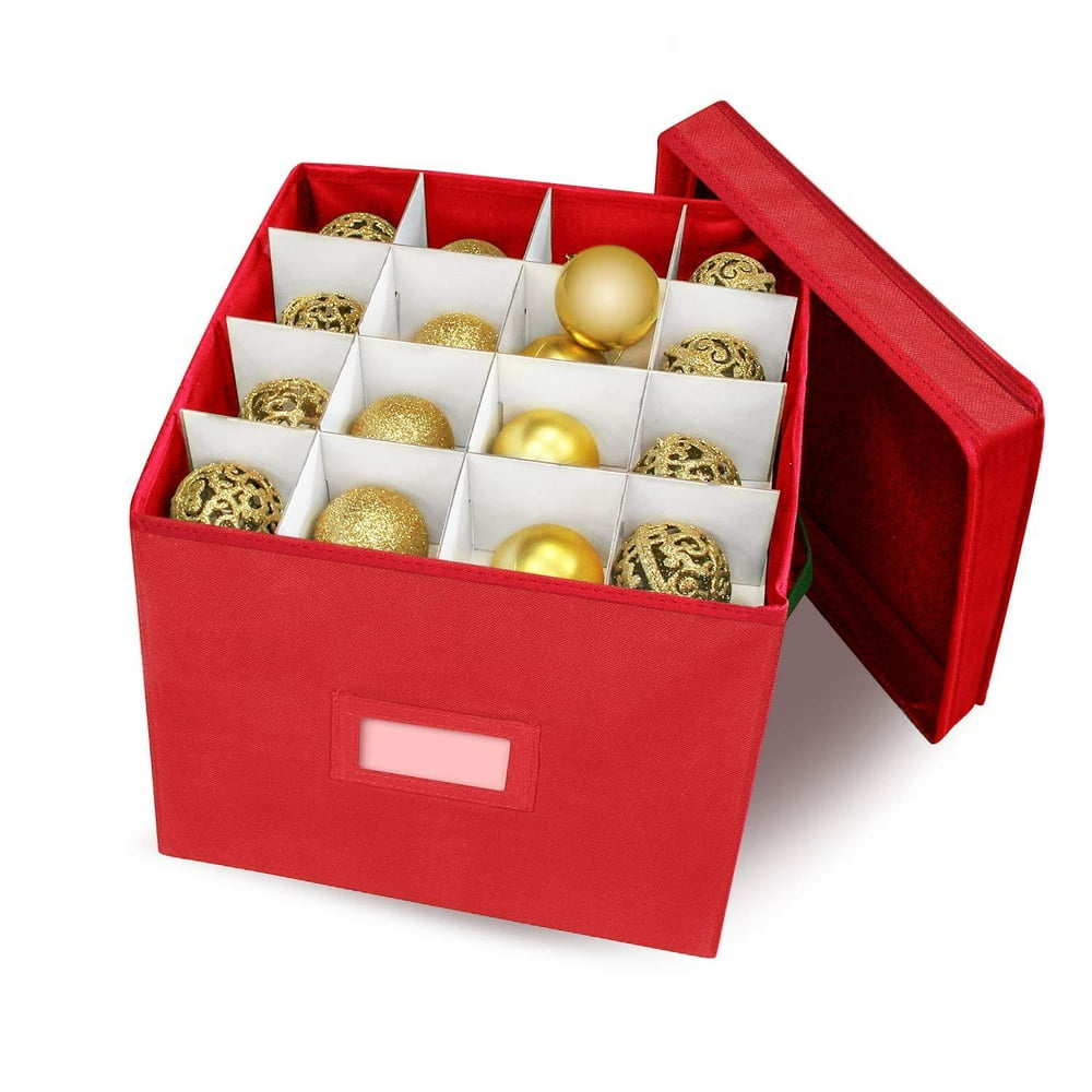 Christmas Ornament Storage Box with Removable lid, Stores up-to 64 Standard Holiday Ornaments