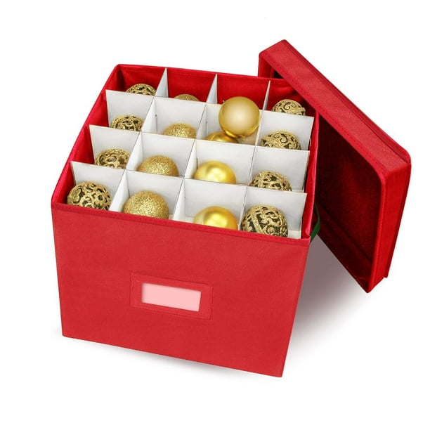 Christmas Ornament Storage Box with Removable lid, Stores upto 64