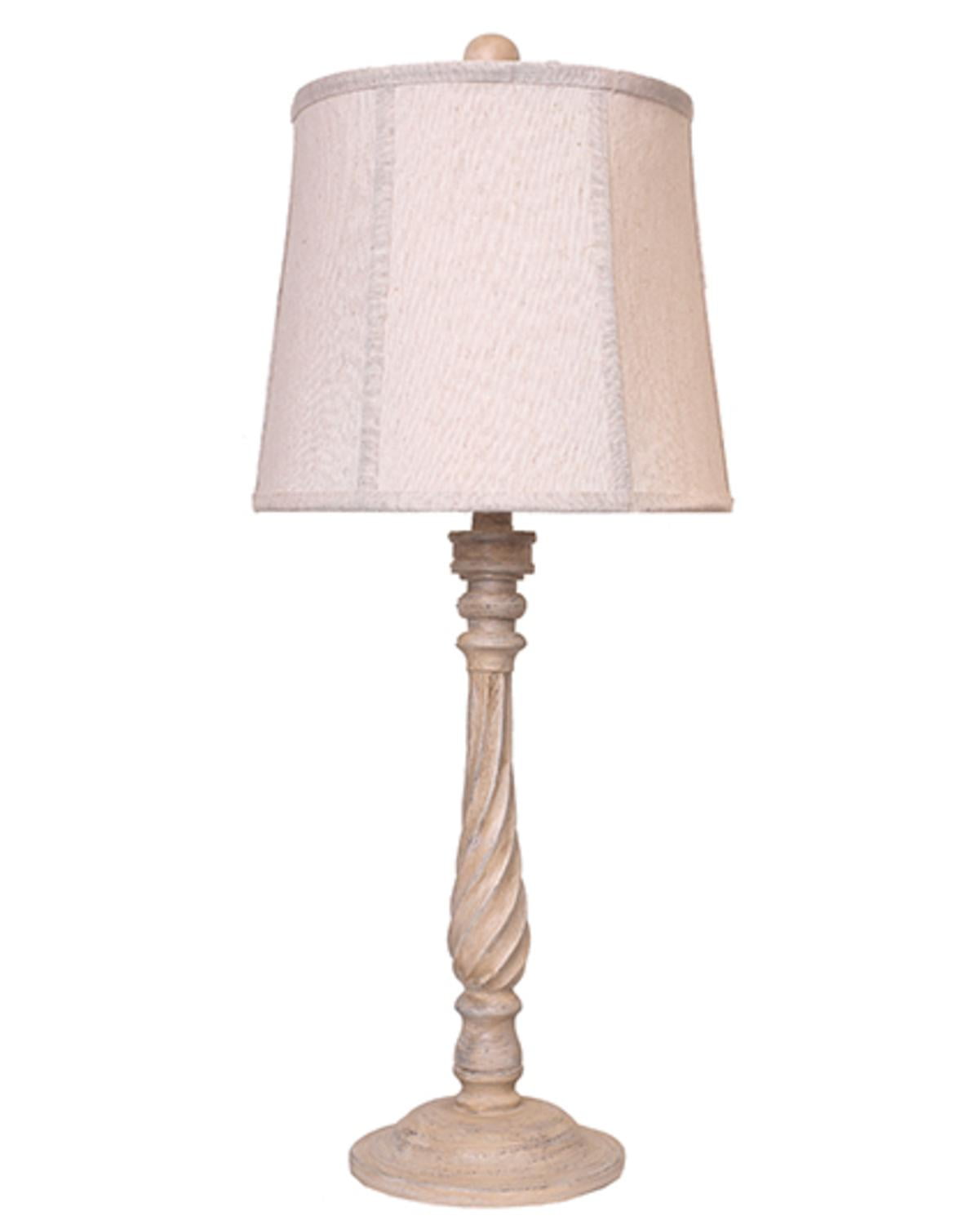 29" Antique White Distressed Finish Table Lamp with Drum Shape Rose