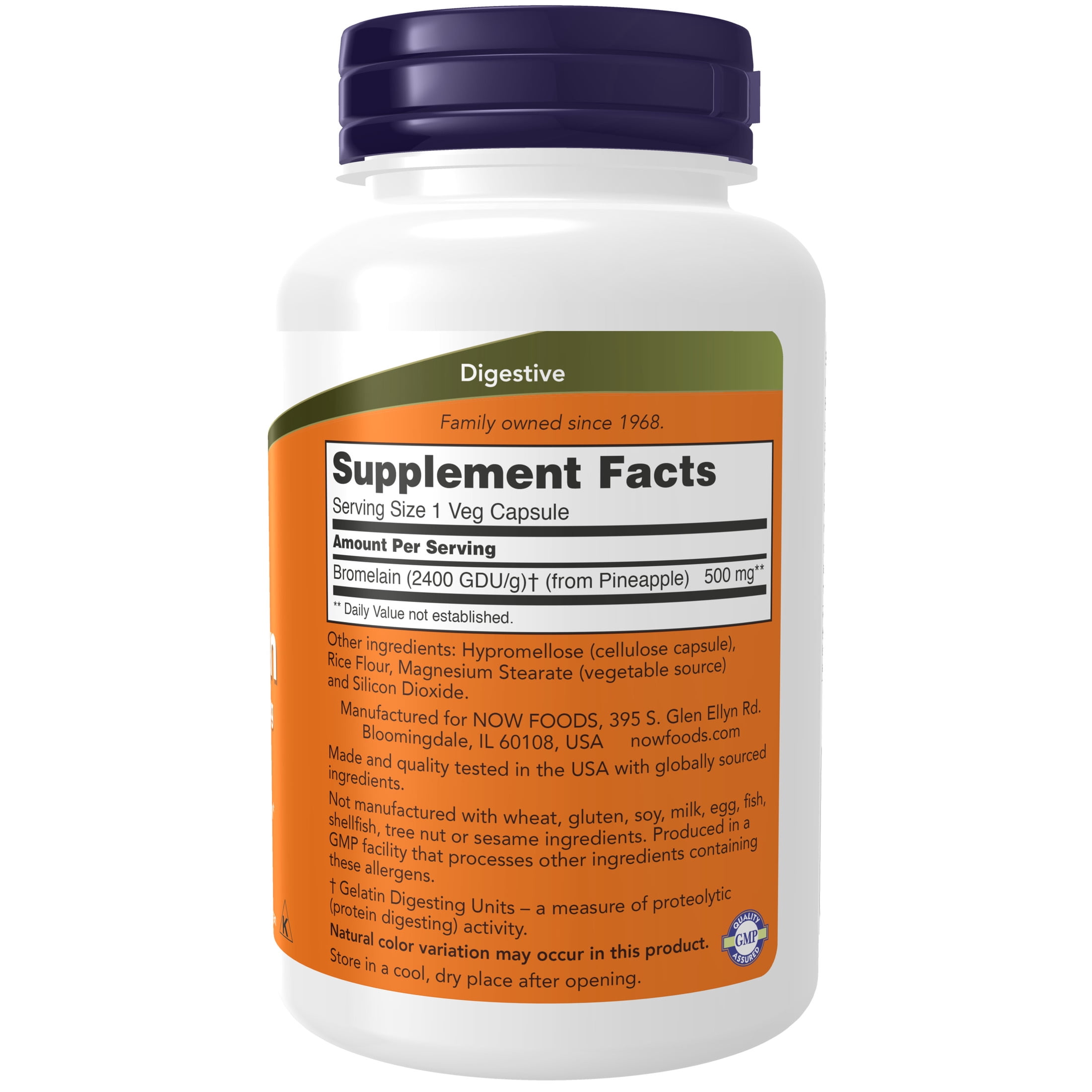 NOW Supplements, Bromelain (Natural Proteolytic Enzyme) 2,400 GDU/g - 500 mg, 120 Veg Capsules