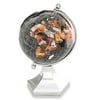 Alexander Kalifano GLP110BS-BO 4 in. Gemstone Globe with Bright Silver Contempo Stand - Black Opalite