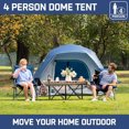 thumbnail image 6 of Camping Tent, 4 Person Dome Tents for Camping with Rainfly, Waterproof Clip Easy Setup Portable Family Tent with Mesh Windows, 20% More Headroom Backpacking Tents for Camping & Hiking, 6 of 9