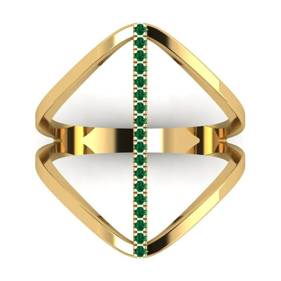 Statement Engagement Ring for Women - 0.09ct Simulated Emerald in 14K Yellow Gold Promise Ring