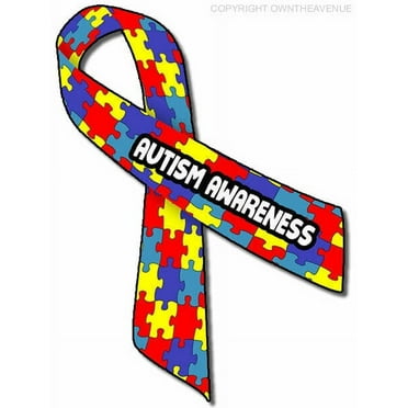 Autism Awareness Puzzle Ribbon Auto Window Bumper Sticker Decal 5" Inches Long