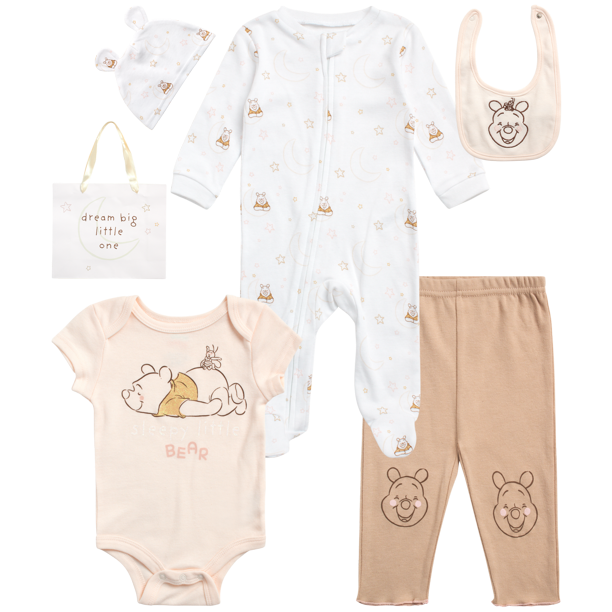 Disney Newborn Baby Layette Set 7 Piece Mickey/Minnie Mouse & Winnie the Pooh Bodysuit