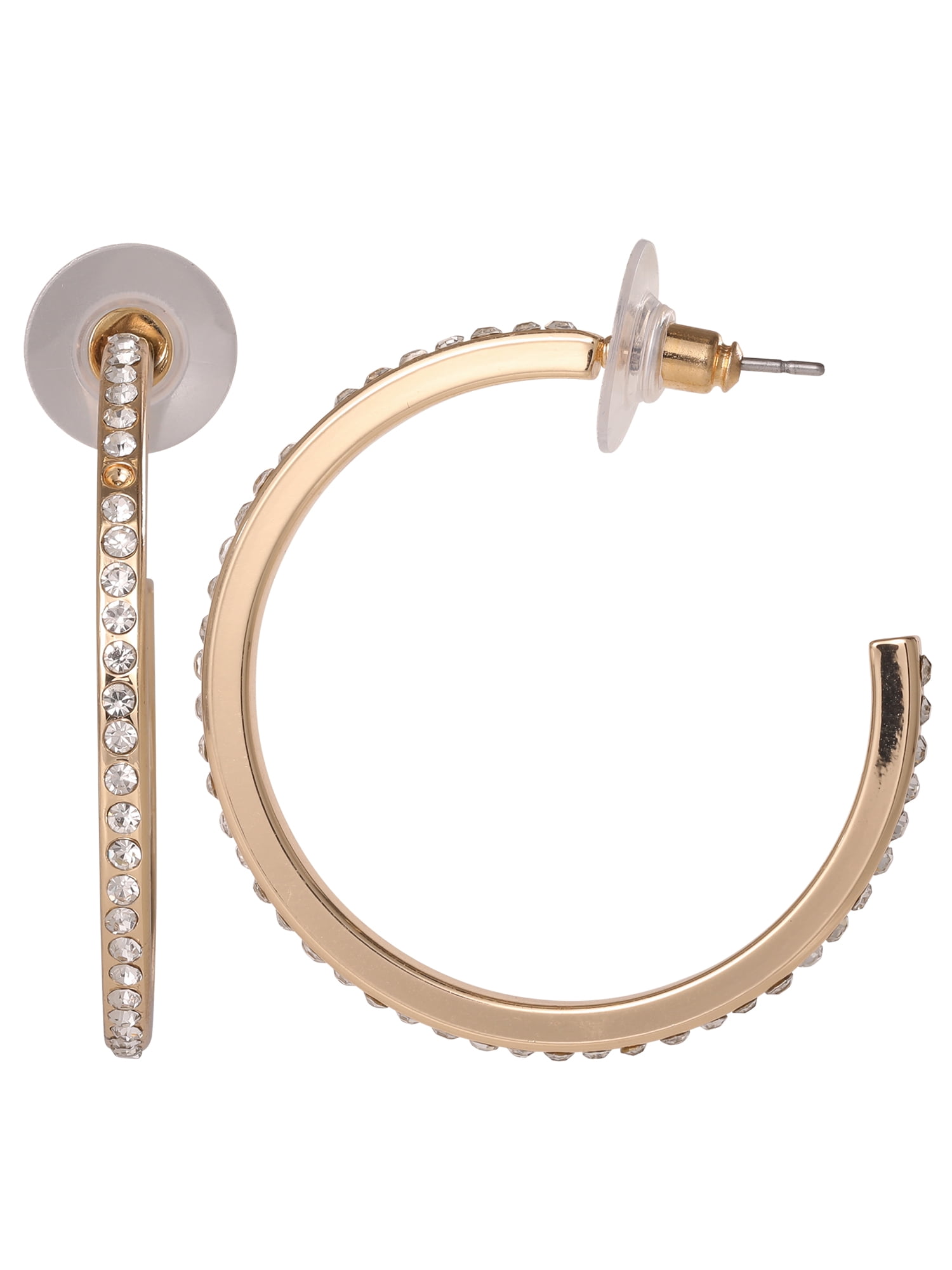 Jessica Simpson Gold-Tone and Cubic Zirconia Hoop Earrings 2-Pair Set for Women