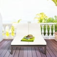 thumbnail image 3 of Topbuy 2-Person Patio Rattan Recliner Chair Chaise Lounge Daybed with Wheels & Cushion White, 3 of 7