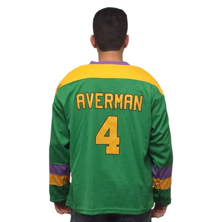 Les Averman #4 Mighty Ducks Movie Hockey Jersey 90s Costume Player Uniform