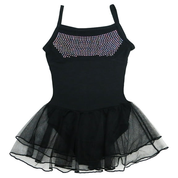 Wenchoice Black Rhinestone Spaghetti Leotard Tutu Attached Girl'S S(1Y-2Y)