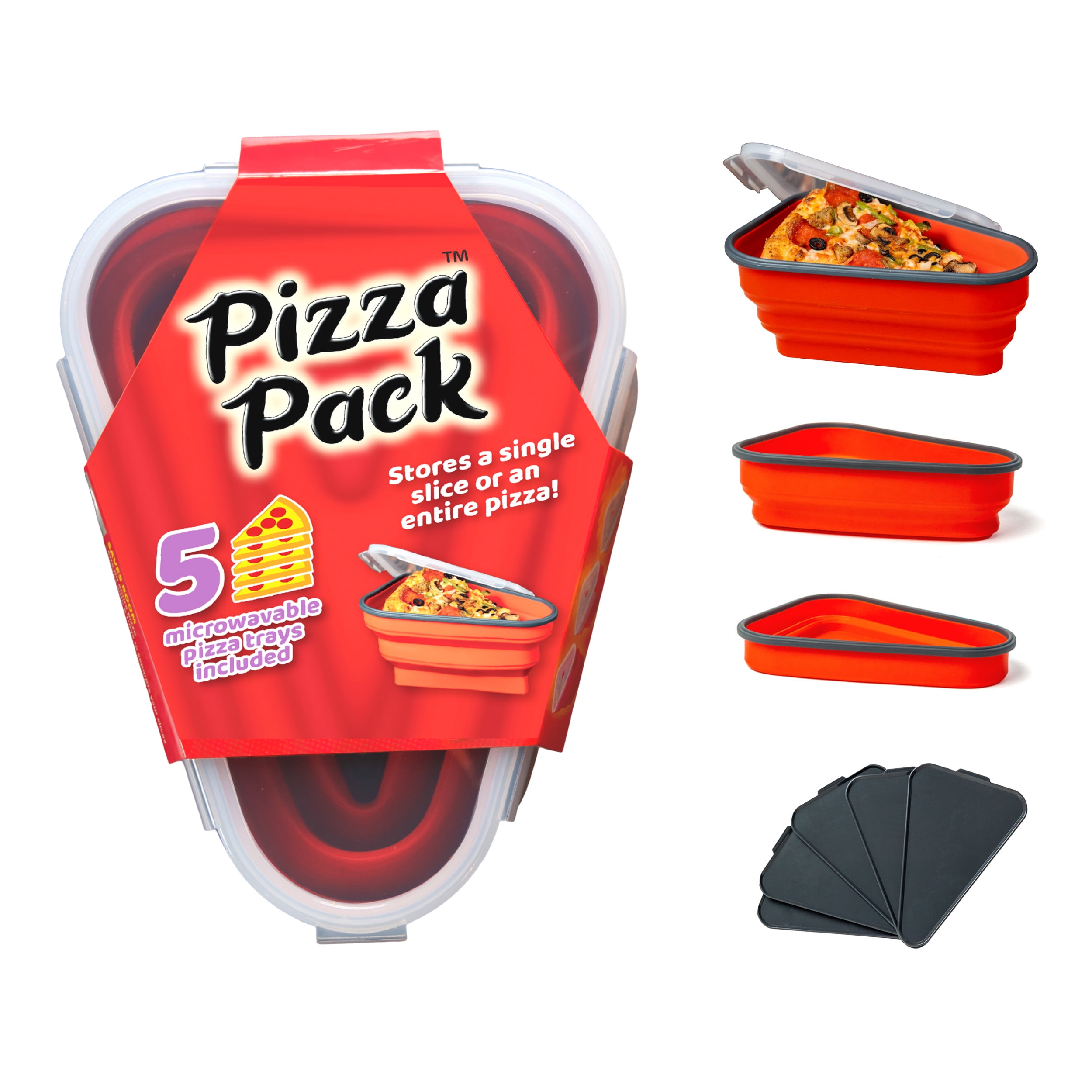PIZZA PACK™ The Perfect Reusable Pizza Storage Container with 5