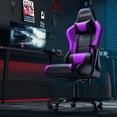 thumbnail image 3 of Homall Gaming Chair Office Chair High Back Racing Computer Chair PU Leather Adjustable Seat Height Swivel Chair Ergonomic Executive Chair with Headrest, Purple, 3 of 8