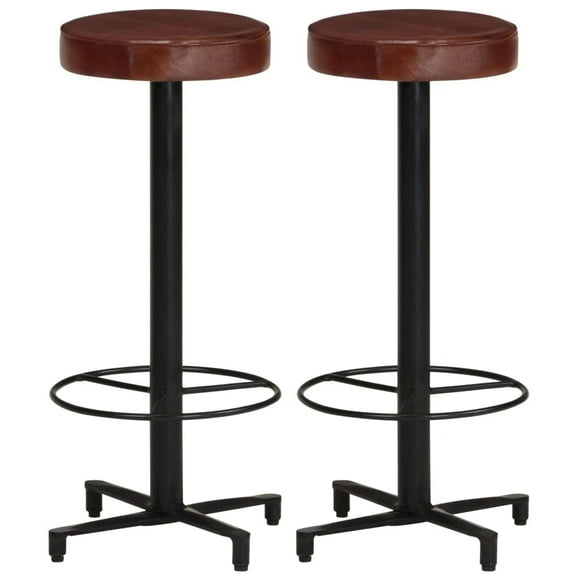 Conjunto de 2 Bancos de Barra estilo Industrial vidaXL con Asiento de Cuero