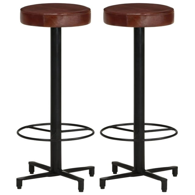 Conjunto de 2 Bancos de Barra estilo Industrial vidaXL con Asiento de Cuero