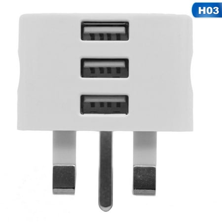 AkoaDa Uk Mains Wall 3 Pin Plug Adaptor Charger Power 3\/2\/1 Usb Ports For Phones (Best Usb Wall Charger Uk)