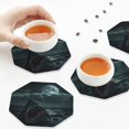 thumbnail image 4 of Leather Coasters with Heat-resistant for Drinks, Moonlit Night Sky Shark -标题2 Octagon, 4 of 5