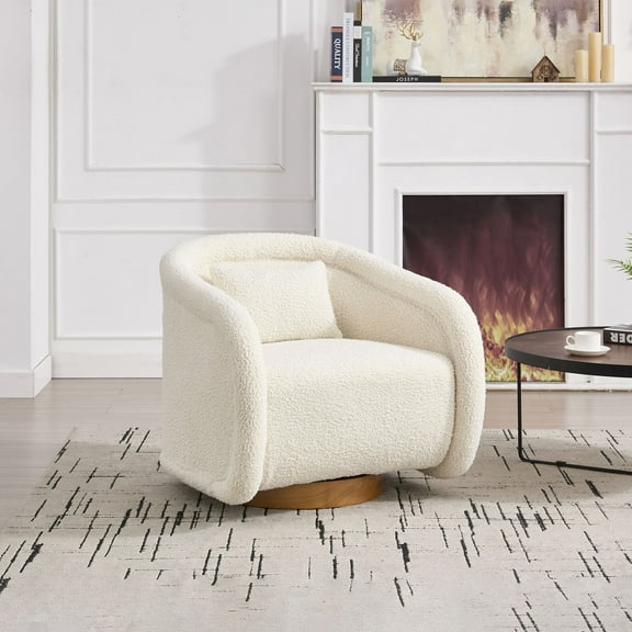 Cozy Pumpkin-Shaped Swivel Accent Chair with Upholstery for Living Room, Bedroom, or Office - 360-Degree Movement