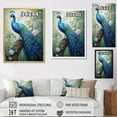 thumbnail image 4 of Designart "Peacock in Blue Ink Serene Beauty III" Animals Floater Framed Canvas Print, 4 of 7