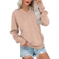 thumbnail image 2 of DondPO Hoodless Hoodies for Women Women's Sports Long Sleeve Sweatshirt Basic V Neck Solid Color Pullover Casual Top Hoodless Sweatshirt Womens Womens Sweatshirts No Hood Gold, 2 of 4