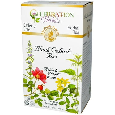 Celebration Herbals Organic Herbal Tea Caffeine Free Black Cohosh Root 24 Herbal Tea Bags