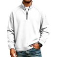 thumbnail image 2 of GrmtClth Men's Waffle Knit Quarter Zip Mock Neck Sweatshirts Long Sleeve Half Zip Front Design Soft Skin Friendly Daily Business Golf Sweater Tops White S, 2 of 7