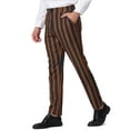 thumbnail image 5 of INSPIRE CHIC Men's Striped Dress Pant Classic Fit Flat Front Business Work Prom Trousers 28 Brown Navy, 5 of 7