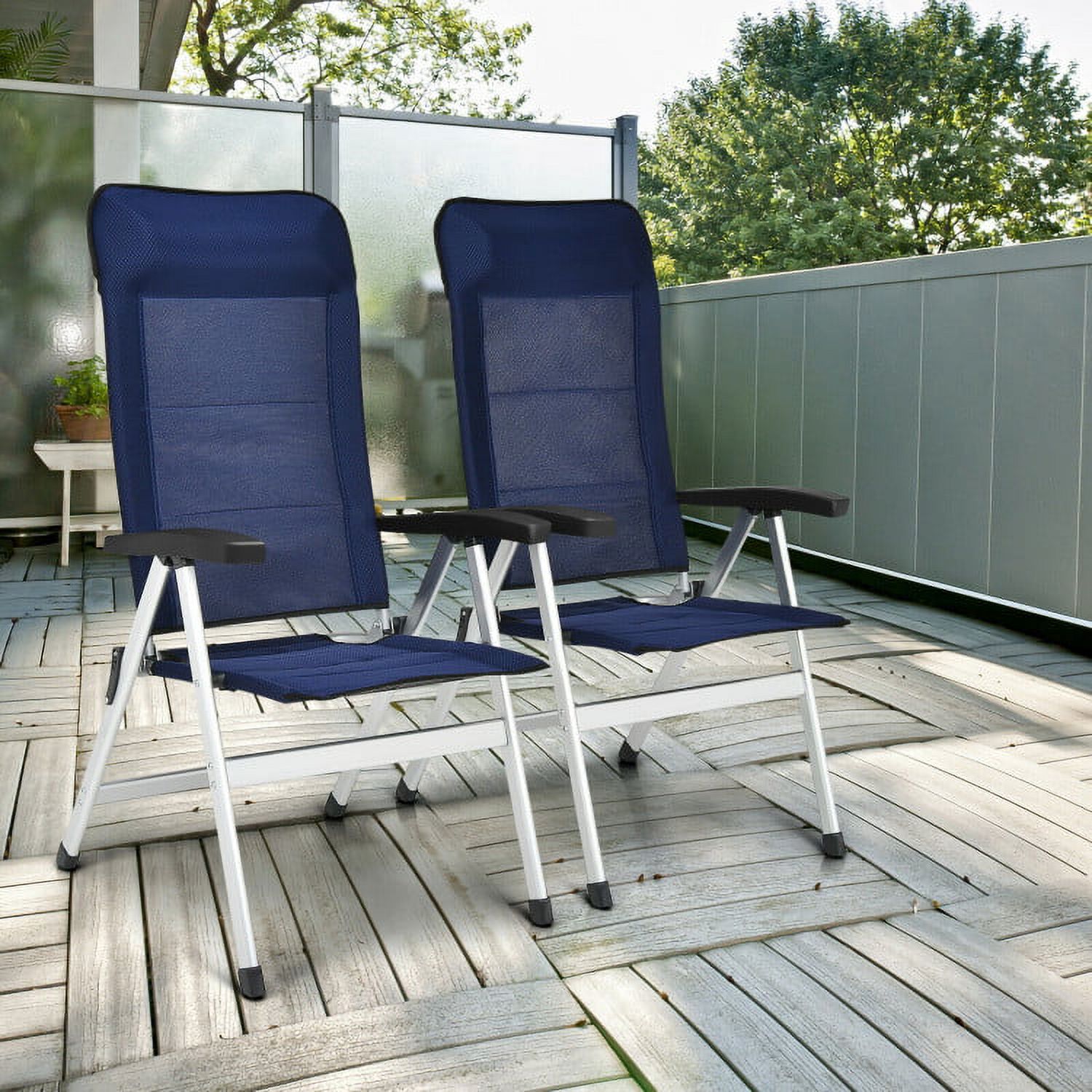2 Pieces Patio Dining Chair with Adjust Portable Headrest - image 3 of 6