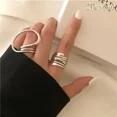 thumbnail image 2 of 2pcs/set Women Rings Exaggerated Lines Rings for Women Fashion Simple Distorted Geometric Party Statement Designer Jewelry Gift Gold resizable, 2 of 5