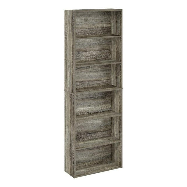 Pemberly Row Free Standing 6-Tier Open Storage Bookcase French Oak