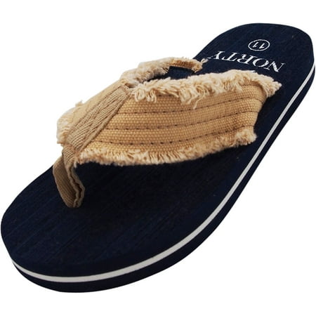 Bay Thong Sandal NORTY Boys Lightweight Canvas Strap Thong Flip Flop Everyday Beach Pool Sandal - Runs One Size Small, 40577 Navy / 12MUSLittleKi ()