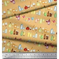 thumbnail image 2 of Soimoi Orange Velvet Fabric Bottle & Wine Glass Bar Printed Craft Fabric by the Yard 58 Inch Wide, 2 of 3