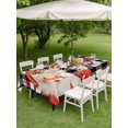thumbnail image 3 of Outdoor Tablecloth with Umbrella Hole and Zipper, Red Black Santa Christmas Rectangle Table Cloth 60x84 Inch Waterproof Tablecloth, Plaid Xmas Snowflake Winter Farmhouse Picnic Table Cover for Patio, 3 of 7