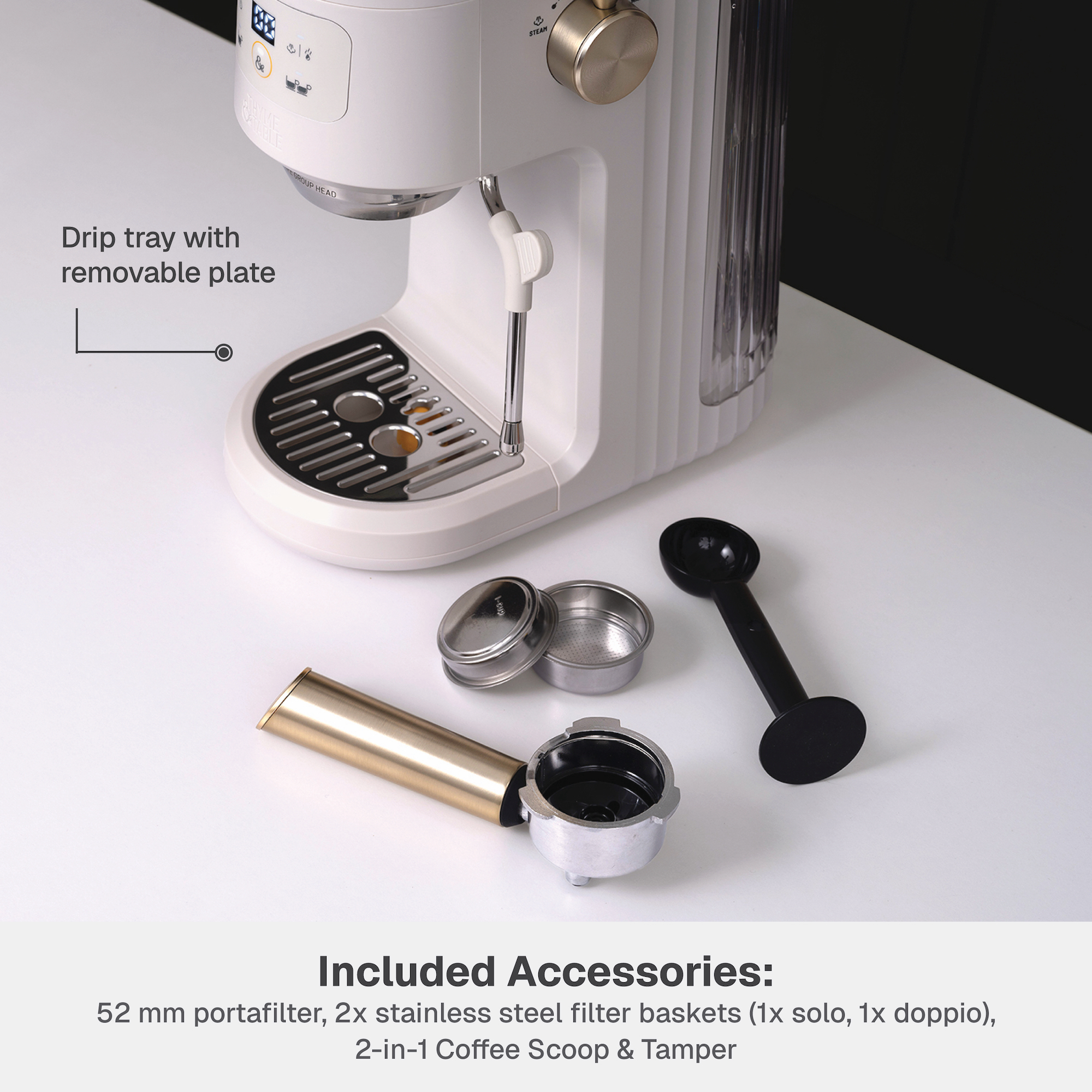 Thyme & Table Barista Mini Espresso Machine, Sand White photo 8