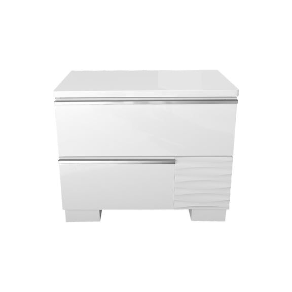 Best Master Athens 2-Drawer Poplar Wood Bedroom Nightstand in White Lacquer