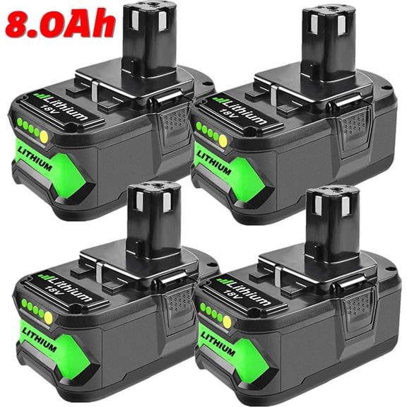 4Pack 8.0Ah For Ryobi 18V Battery One   Plus High Capacity P108 Lithium-Ion P102 P109