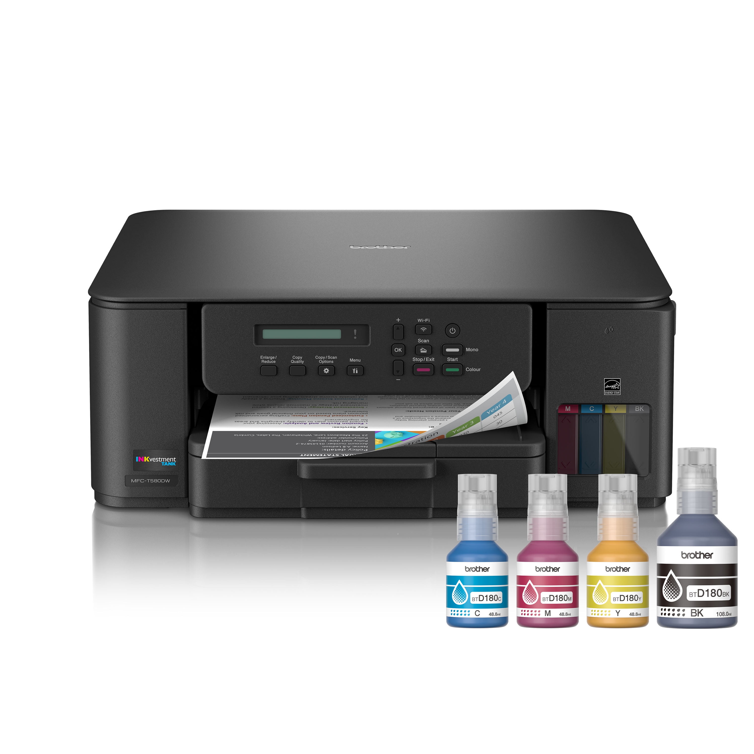 MFCT580DW INKvestment Tank 580 Copy/Print/Scan Wireless Color Inkjet All-in-One Printer