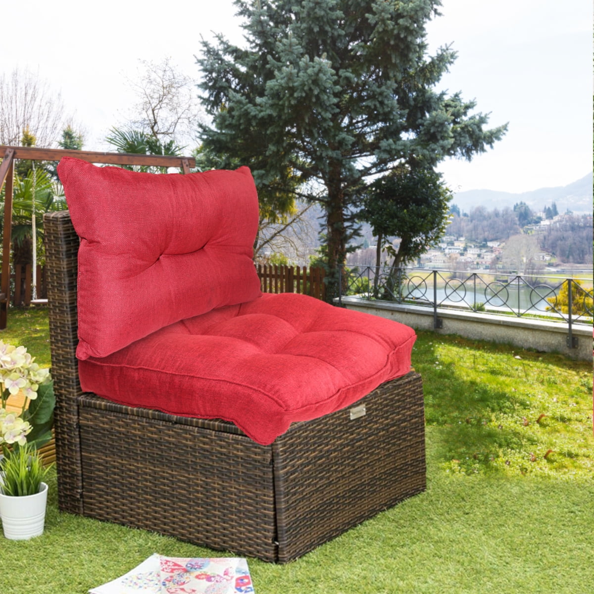 Outdoor Patio Deep Seat Cushions and Back, 2 Piece All Weather Replacement Cushion Outside Mats