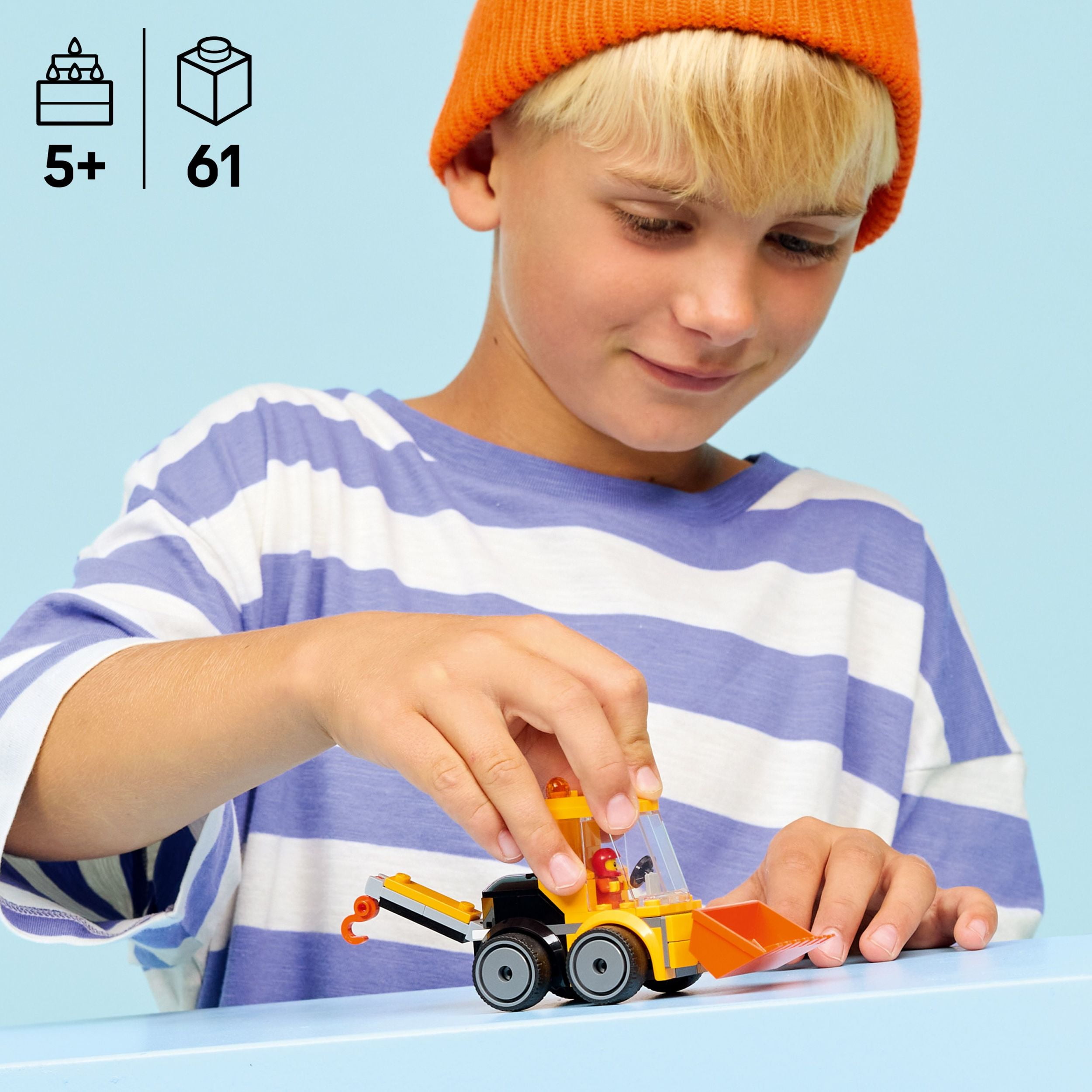 LEGO City Rides – Construction Loader Building Toy for Kids - Pretend Play Set for Boys & Girls, Ages 5+ - Construction Toy W/Backhoe, Loader Bucket, & Minifigure - Gift Idea for Birthdays - 60483