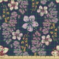 thumbnail image 2 of Ambesonne Floral Fabric by the Yard Upholstery, Vintage Theme Spring Flowers, 2 Yards, Night Blue Pale Pink, 2 of 5