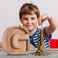 thumbnail image 3 of SDNall Personalized Wooden Name Money Box Wooden Deposit Box Twenty Six English Letters, 3 of 9