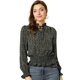 thumbnail image 1 of INSPIRE CHIC Blusa De Mujer Con Volantes Y Peplum Con Cuello Alto Y Manga Abullonada Negro XS, 1 of 6