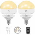 thumbnail image 1 of E14 Rechargeable Light Bulb,2Packs,300LM,40W Equivalent,Detachable Charging,3 Color Temperature,Remote Control Puck Emergency Lamp,Dimmer,Timer,for No, 1 of 5