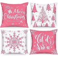 thumbnail image 1 of Lanpn White and Pink Christmas Cushion Covers 50x50 Set of 4, Decorative Xmas Throw Covers Pillow Cases 20x20 for Home Bedroom Room Holiday Couch Deco, 1 of 5